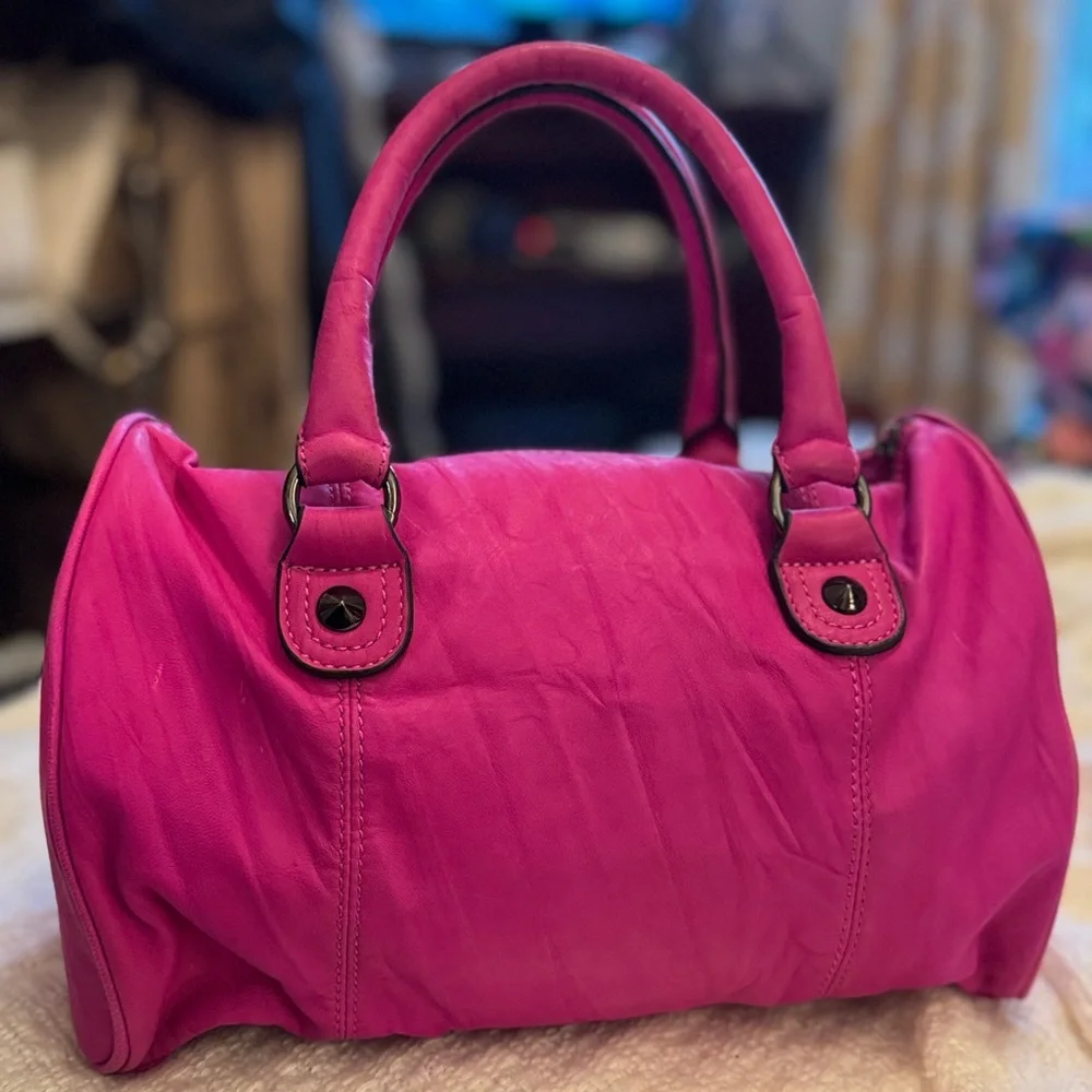 Betsey Johnson Fuchsia Bow Satchel Luv Boston bag - Picture 4 of 8